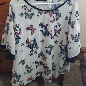 Sheer blouse with butterflies